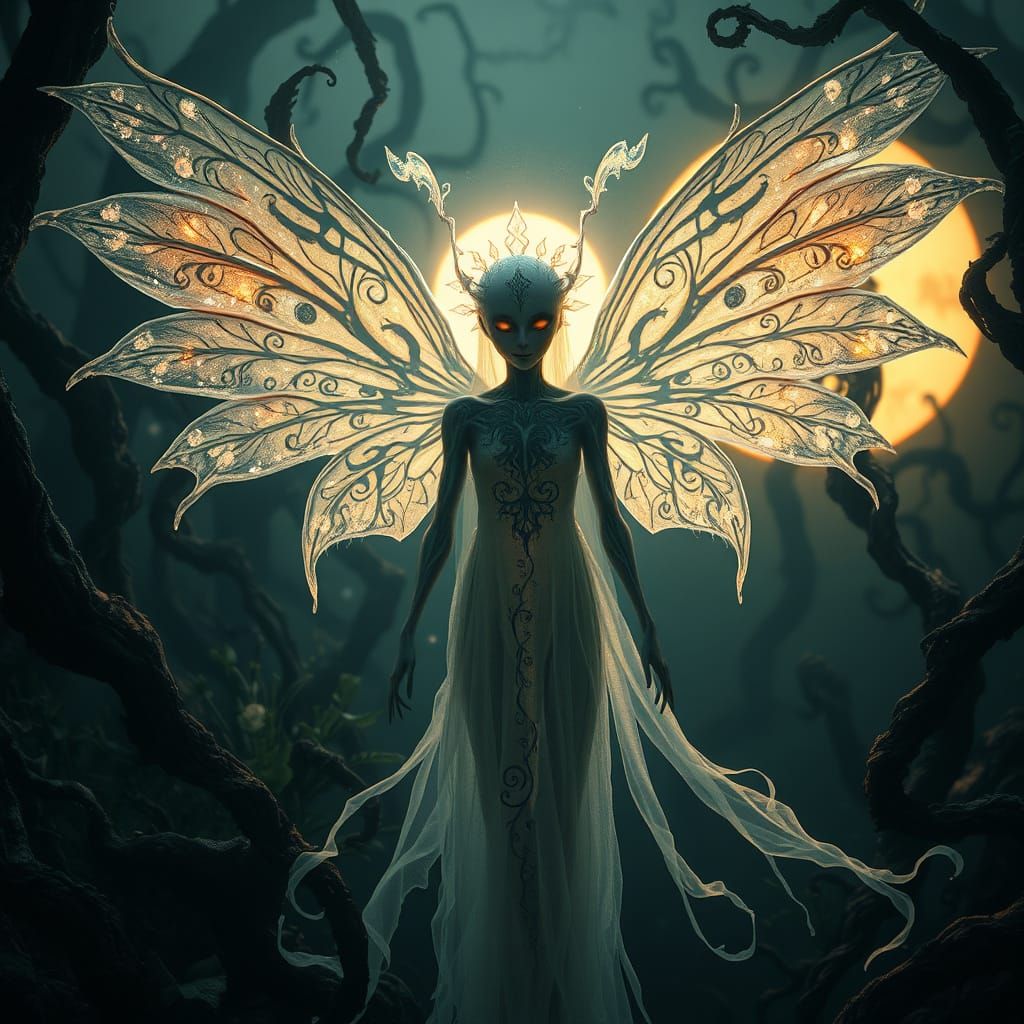 Whispering Wraithlike Fairy Radiates Unholy Mysticism
