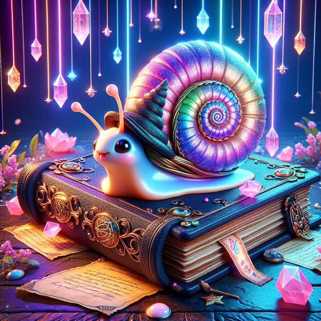 Iridescent Snail Wizard in 3D Anime Style