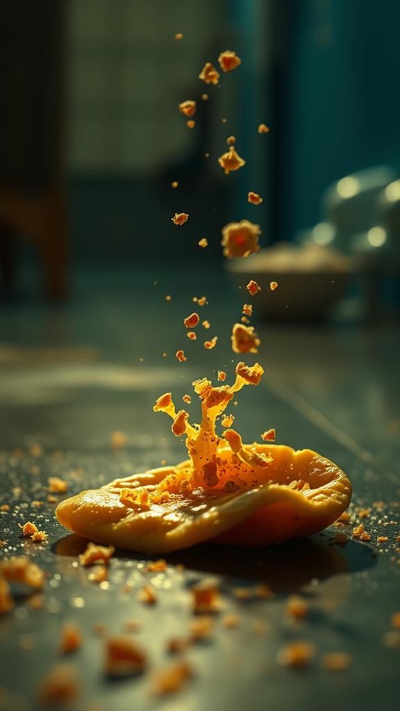 Bacteria Rapidly Colonizing Food in Cinematic Still