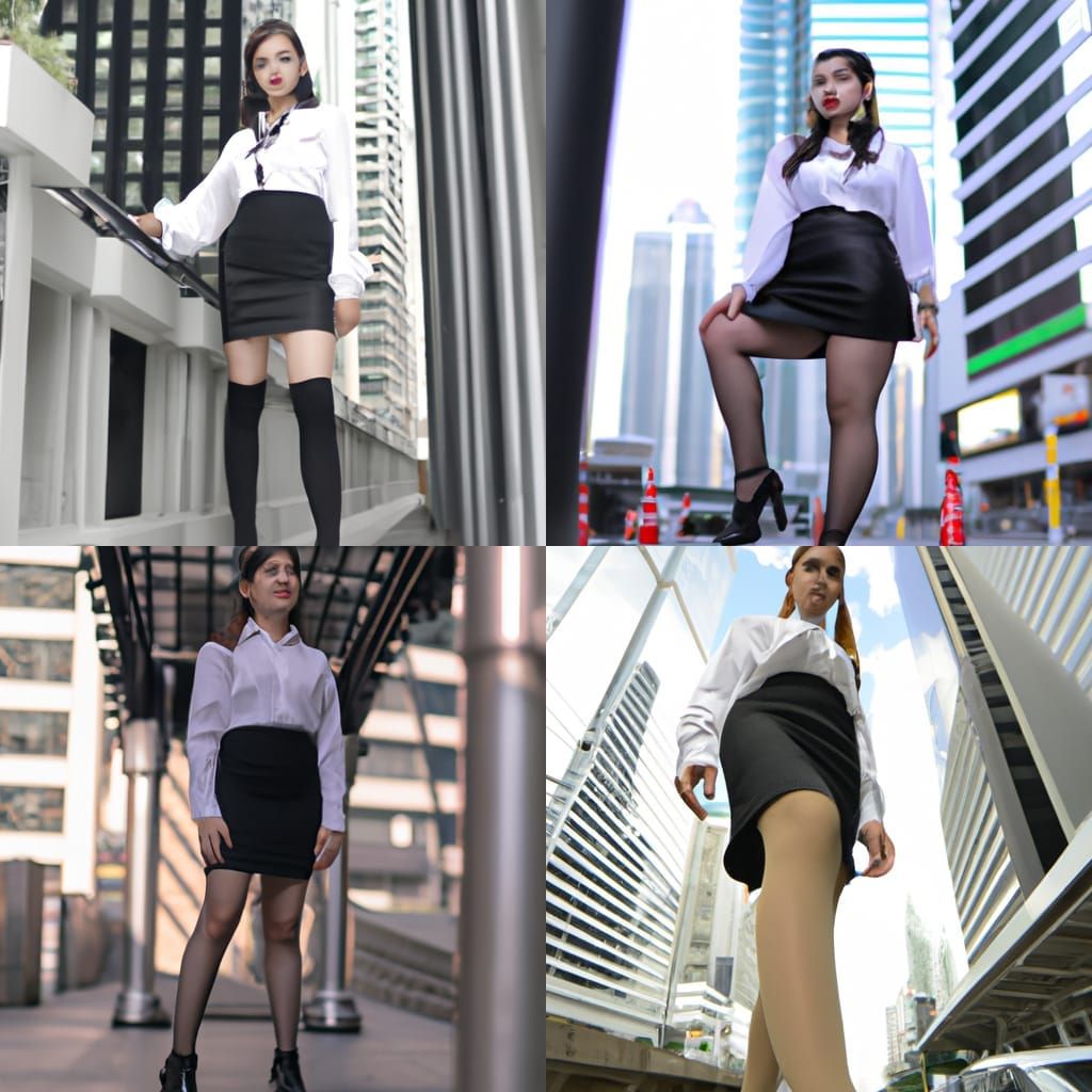 Giant Woman Strides Through City: Realistic Photography