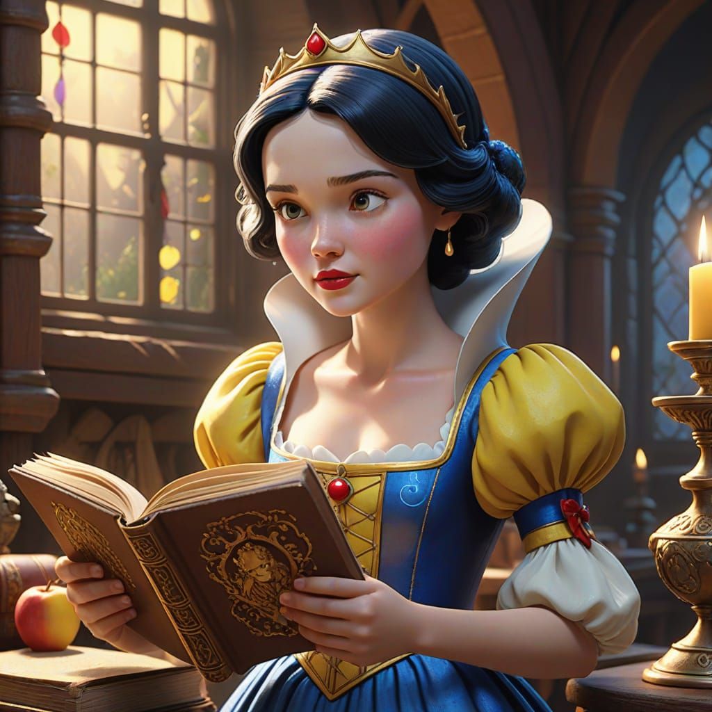 Surreal Illumination in Digital Art: Snow White's Golden Dis...
