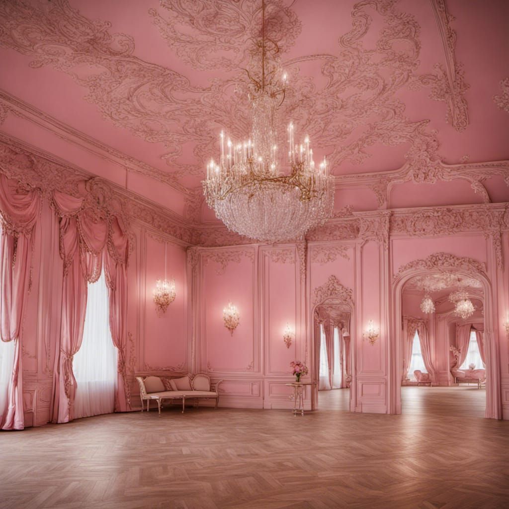 Opulent Rococo Ballroom with Chandelier