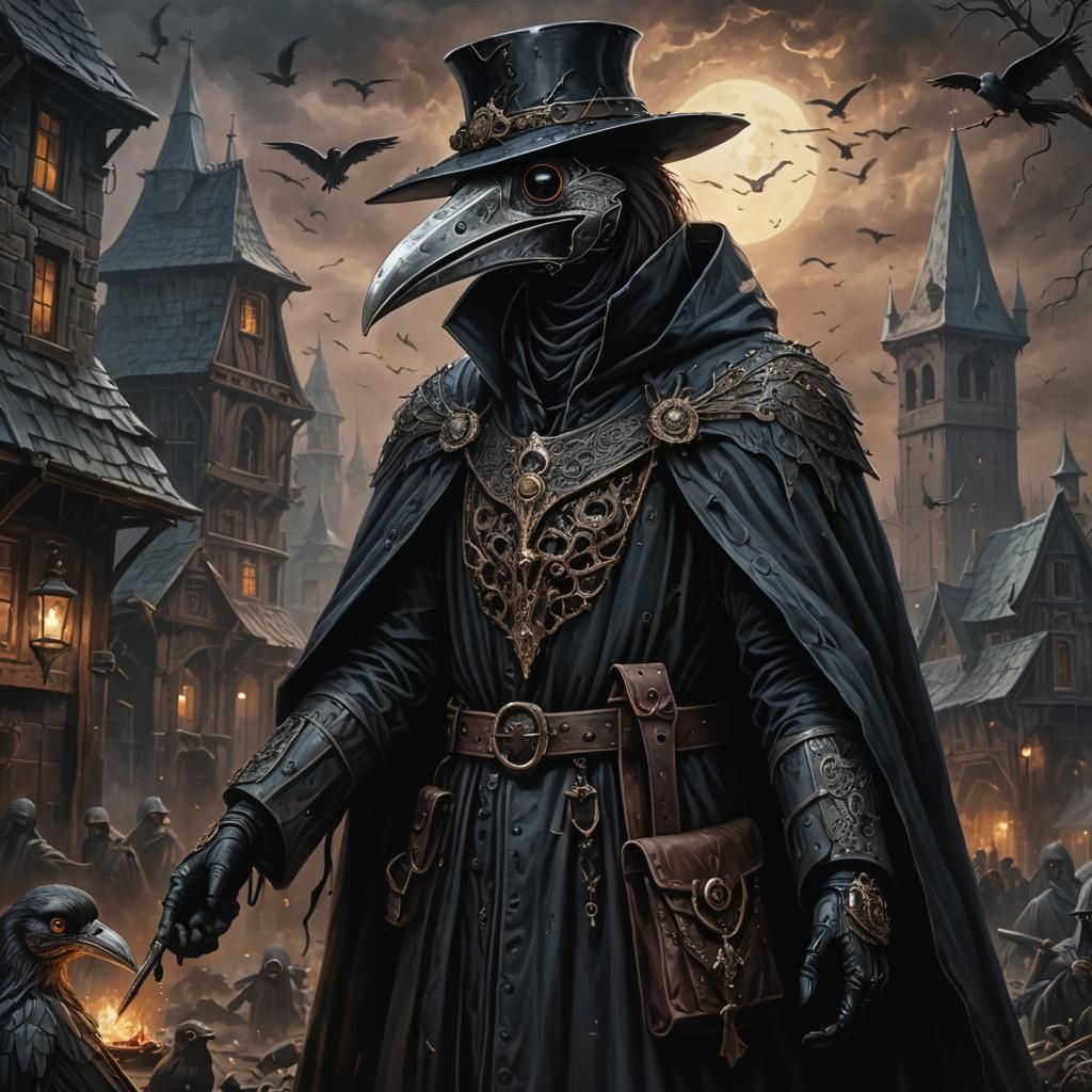 Dark Fantasy Plague Doctor in Medieval Setting