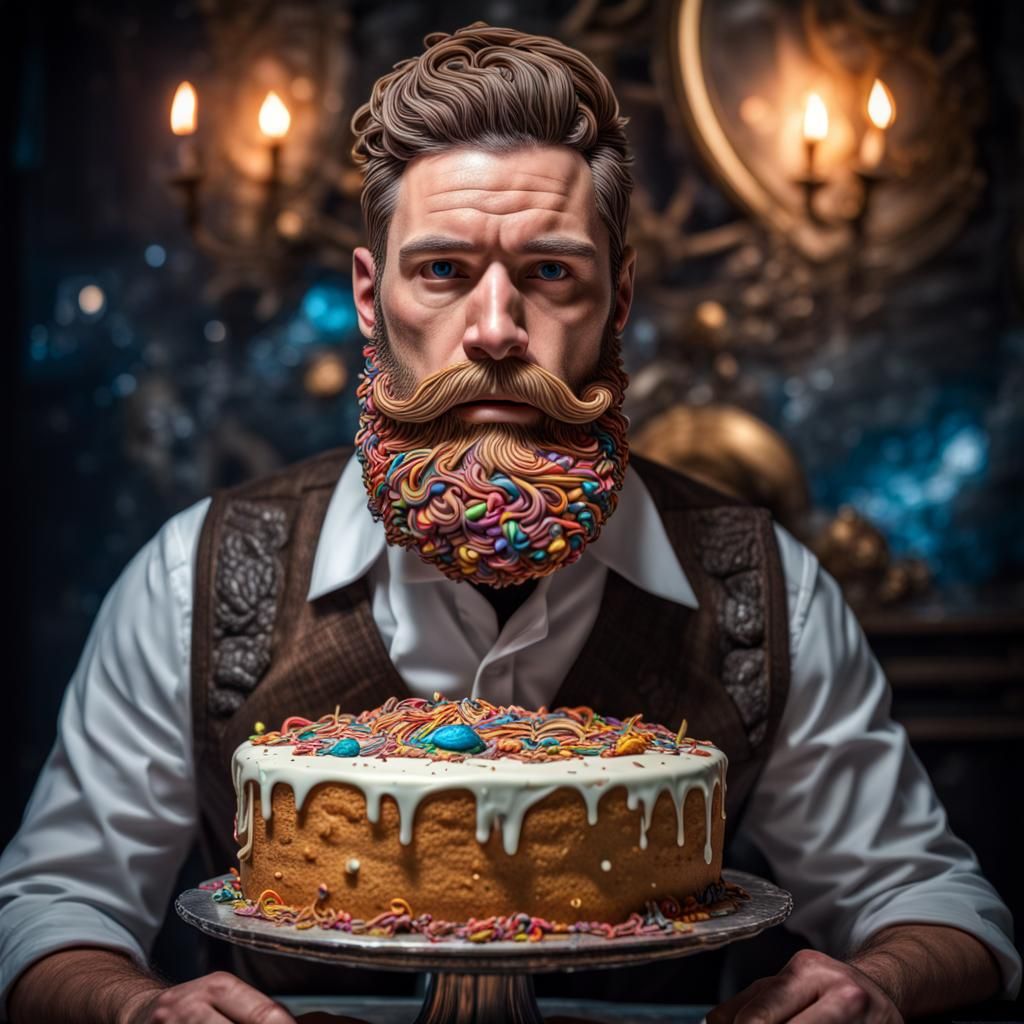 Cosmic Fantasy: Hyperrealistic Cake Beard
