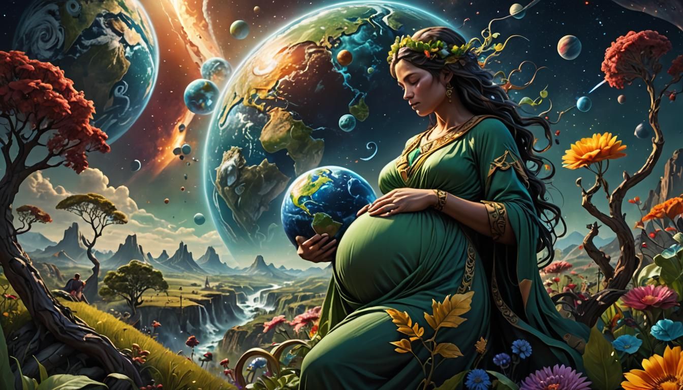 Mother Earth Giving Birth to a Planet