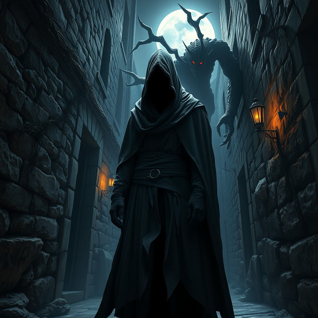 Thief's Shadow Pact in a Sci-Fi Alleyway