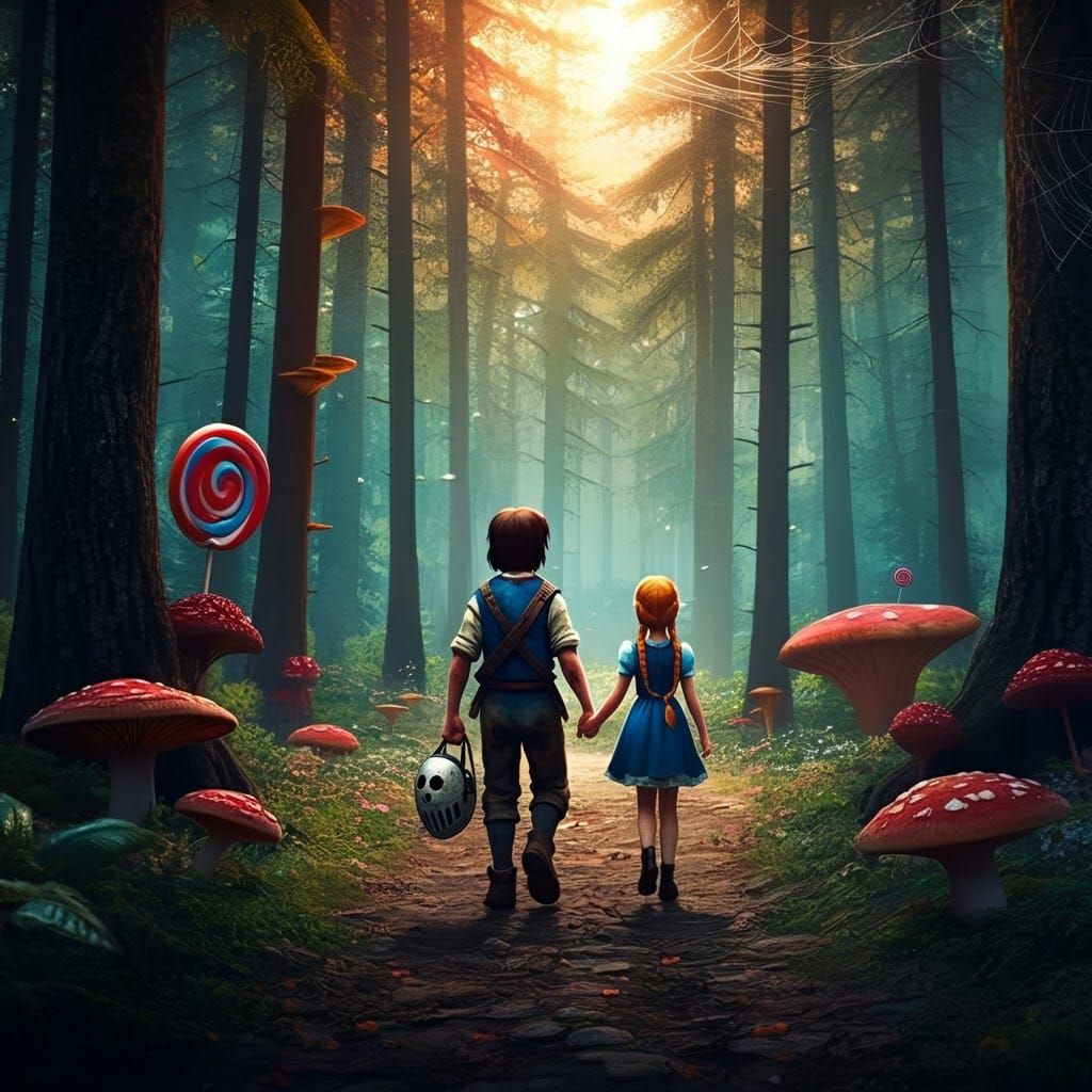 Hansel and Gretel's Forest Adventure in 3D Matte Painting