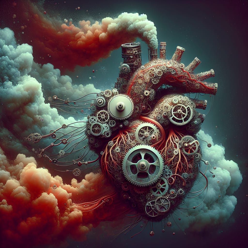 Mechanical Heart of Gears and Smoke: Fantasy Concept Art