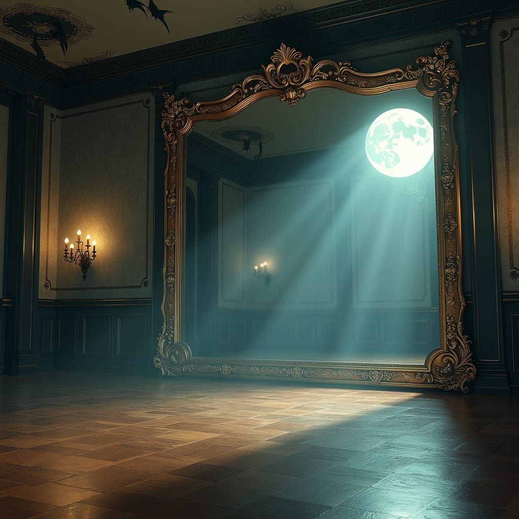 Victorian Ballroom: Colossal Mirror in Lunar Illumination
