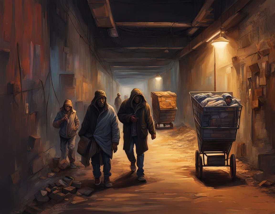 Eerie Tunnel Scene in Hyperrealistic Splash Art