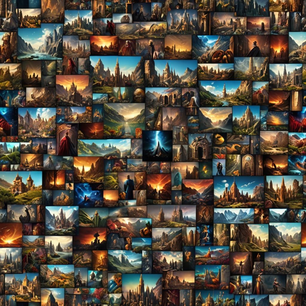 Sci-Fi Movie Collage in Detailed Matte Painting Style