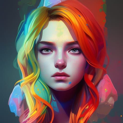 Rainbow Heart Portrait in Hyperdetailed Digital Art