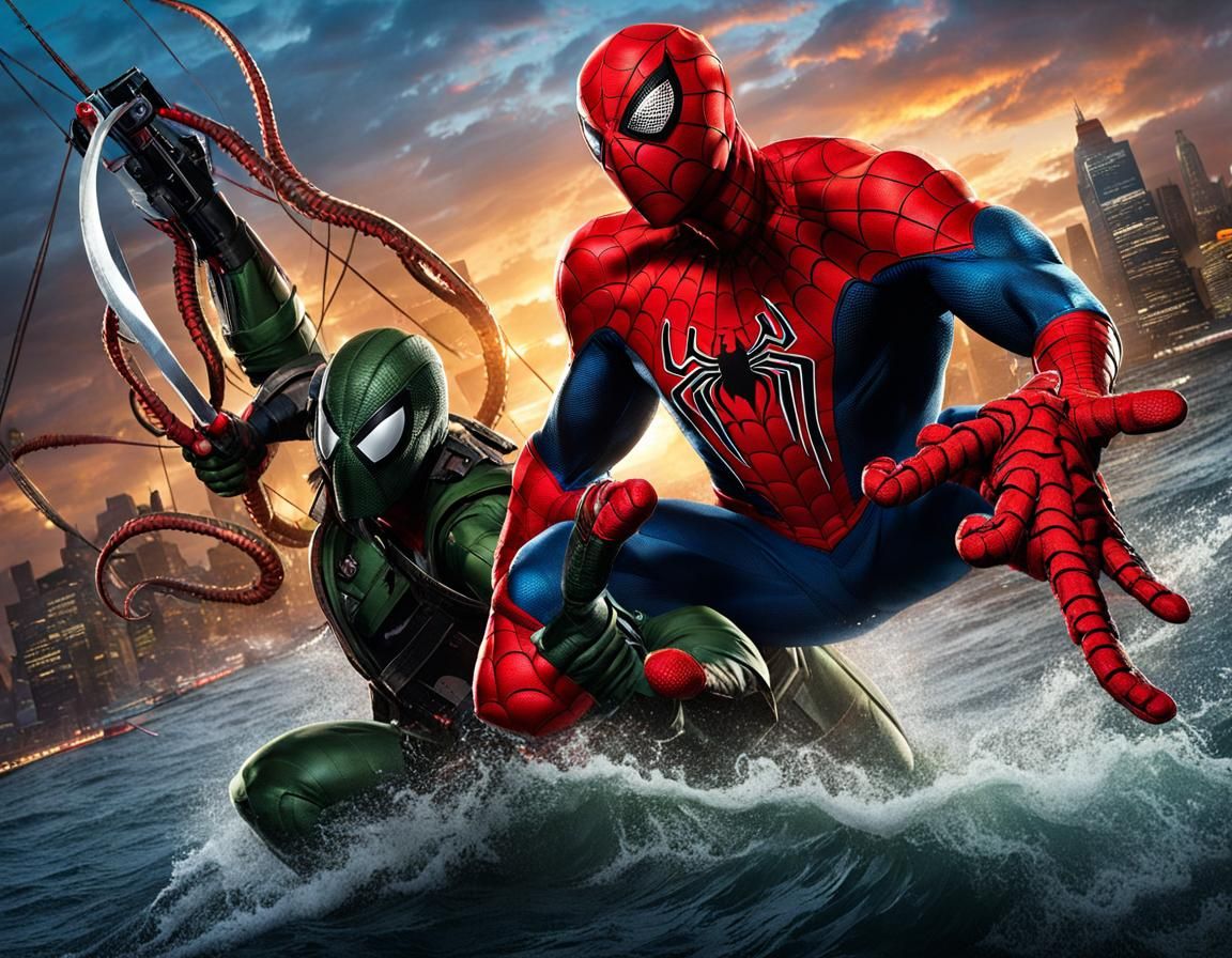 Spiderman Battles Kraken the Hunter