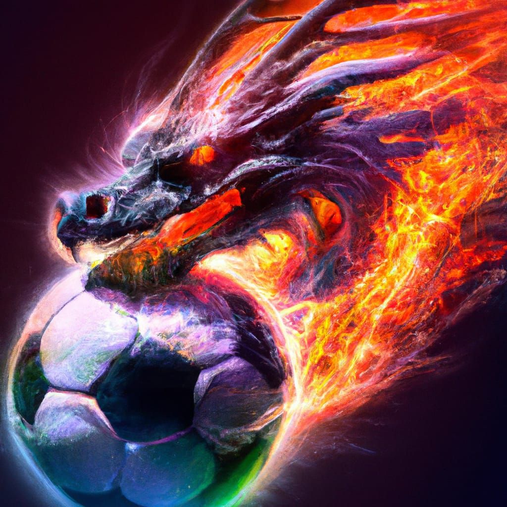 Astral Fire Soccer Ball Dragon in Spacecore Style