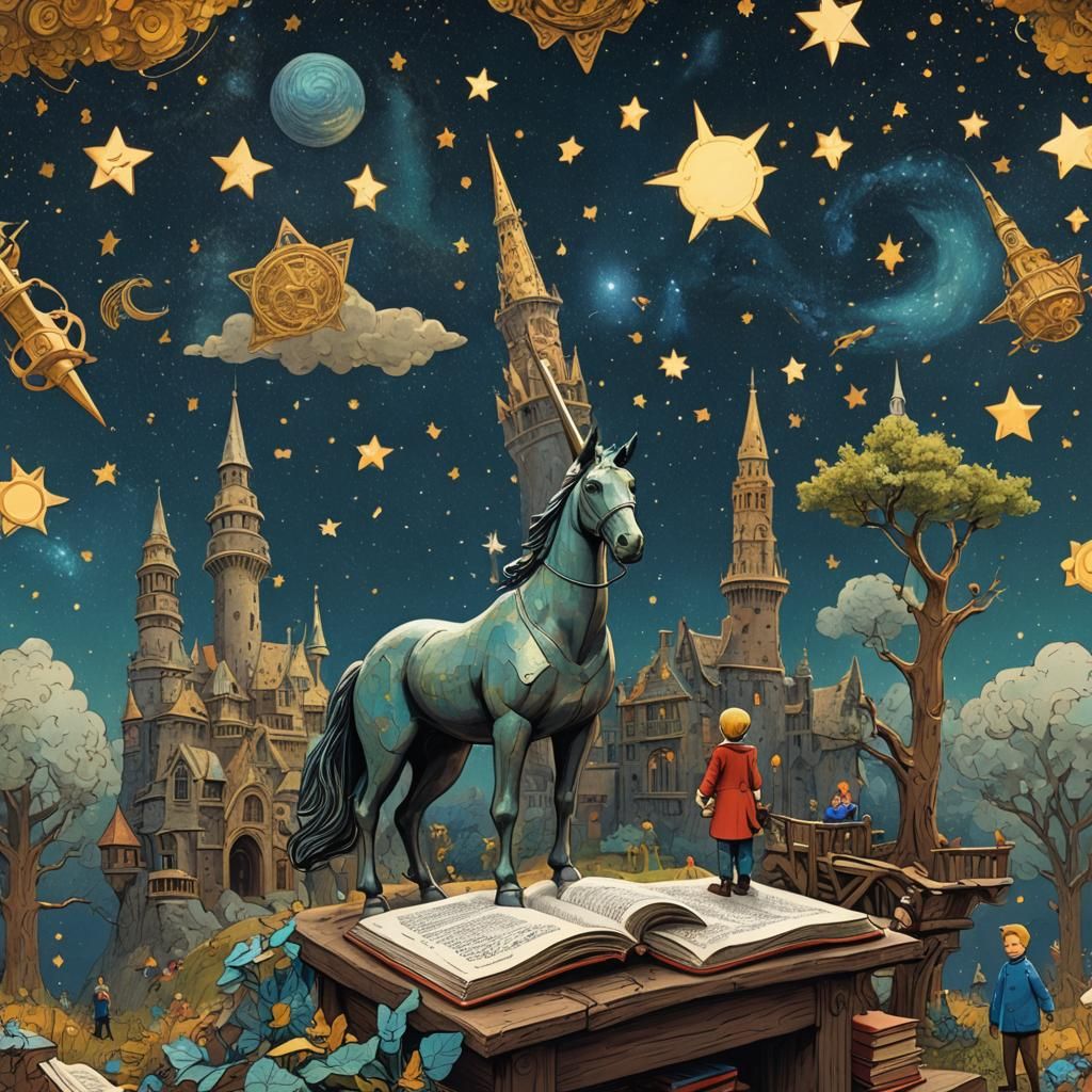Surreal Universe of Childlike Art as Detailed Painting