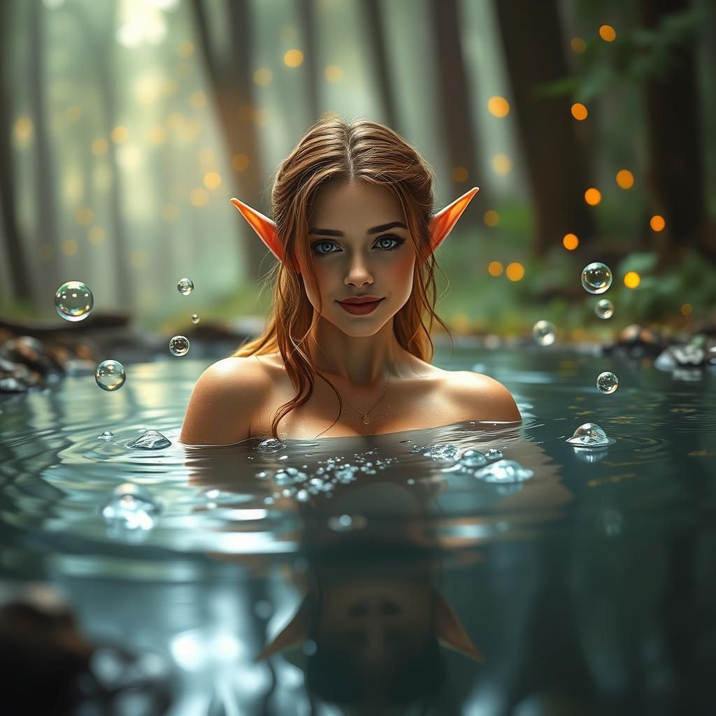 Forest Elf Bathing in Firefly Light