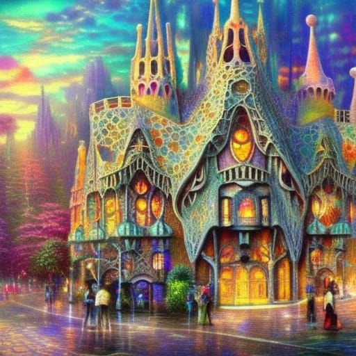 Surreal Gaudi Crystal Shop in Ethereal Style