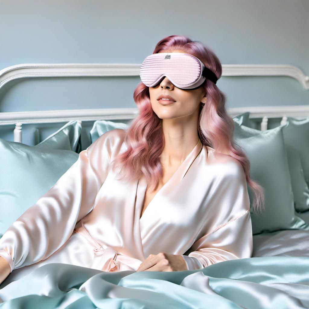 Girl with Rose Shimmer Hair in Dreamy Bedroom