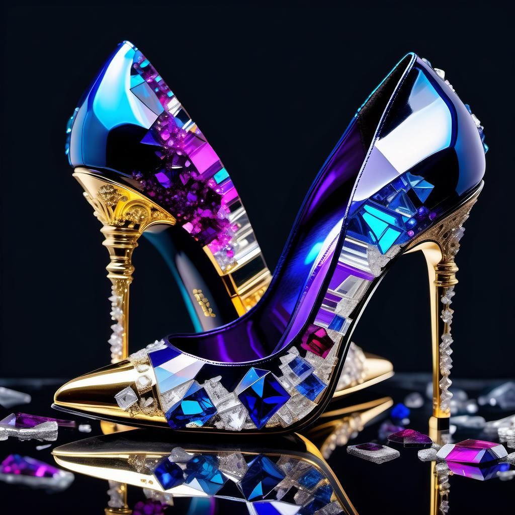 Shattered Sapphire Ruby Crystal High-Heel in Photoluminescen...