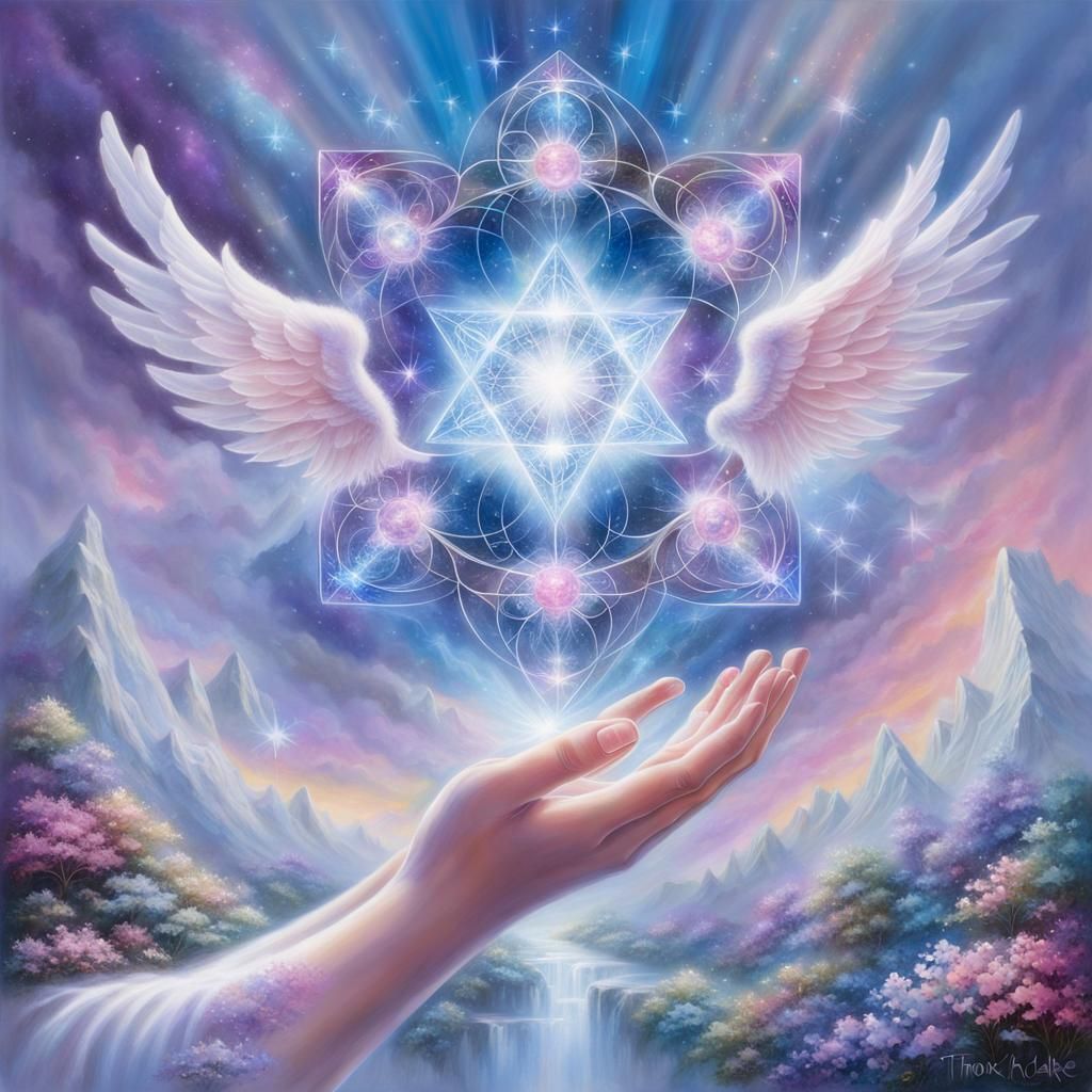 Angelic Reiki Hands with Crystals and Metatron Symbol