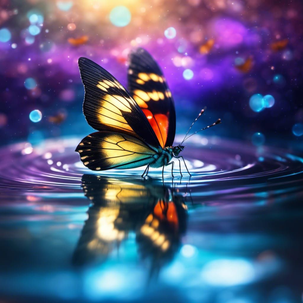 Glittering Underwater Butterfly with Translucent Wings