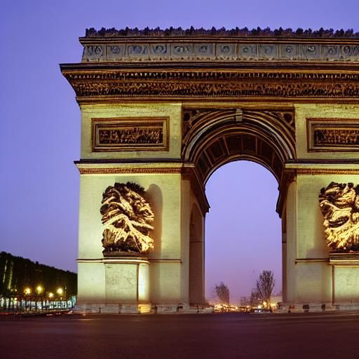 Arc de Triomphe Lit Up at Night