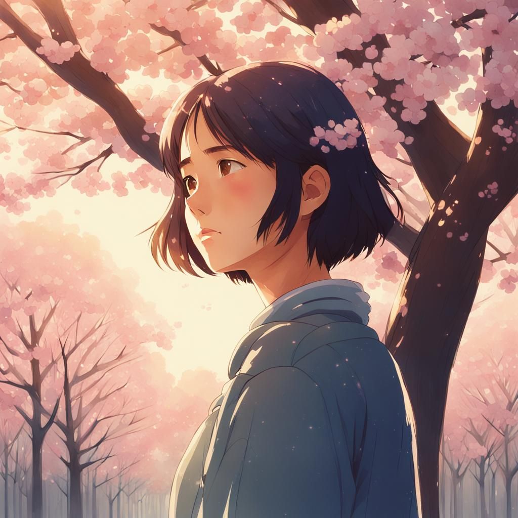 Whispers of Memories: Watercolor Cherry Blossom Forest