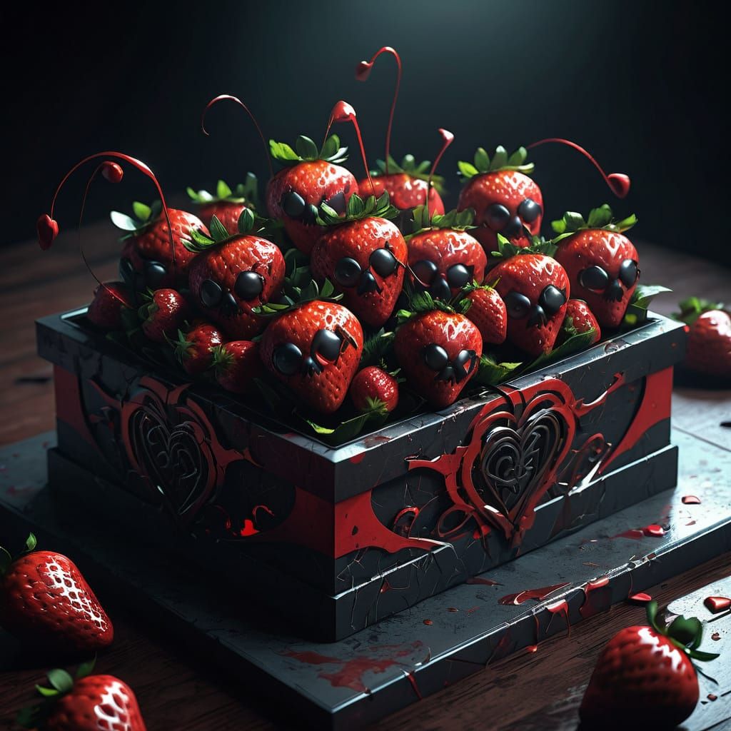 Dark Fantasy Strawberries on Twisted Chocolate Box