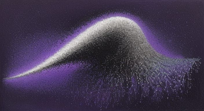 Kinetic Pointillism Masterpiece in Vibrant Purple and Silver