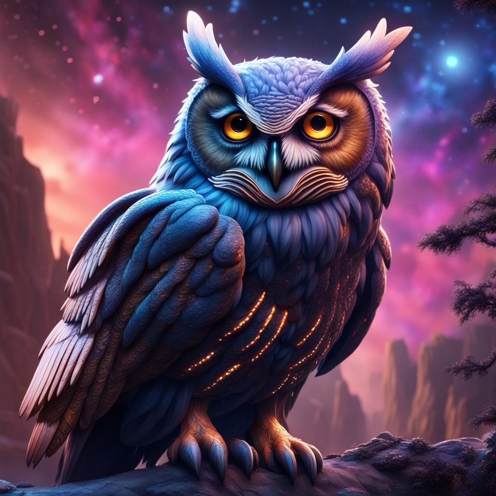 Fantastical Galaxy Owl Concept Art