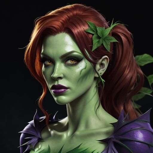 Batboy Poison Ivy Hyperrealistic Concept Art