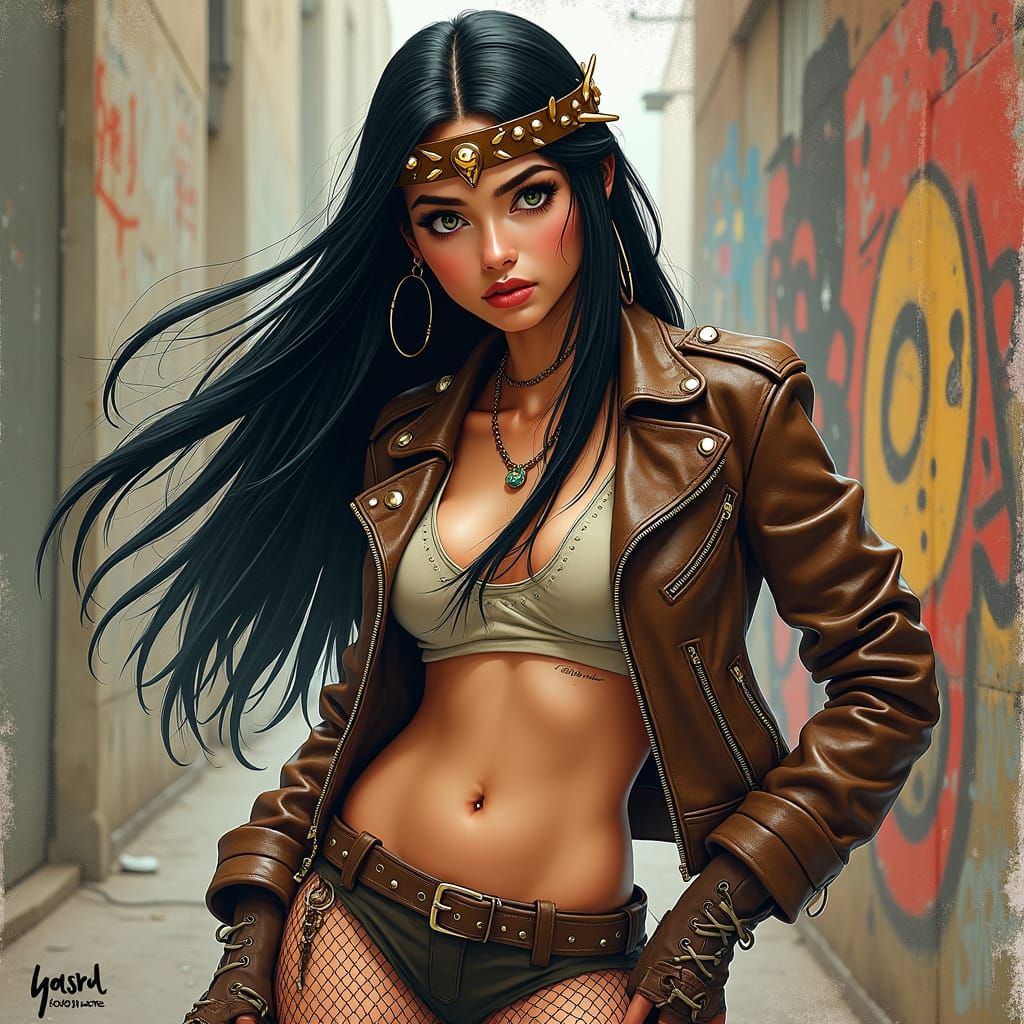 Pocahontas Reimagined in Punk Rock Style