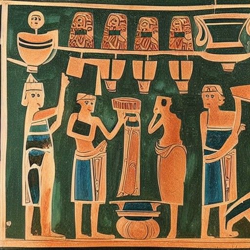 Minecraft on Ancient Greek Pottery: Gouache Painting