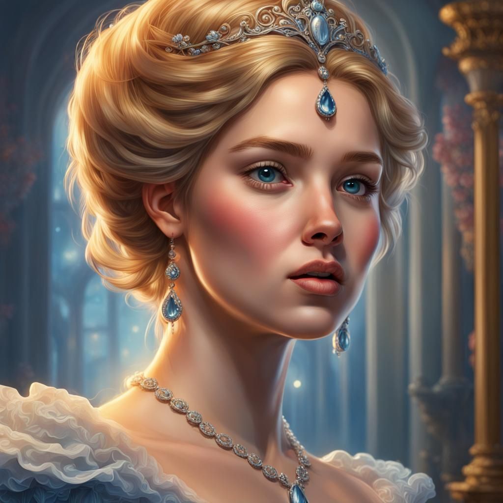 Gothic Cinderella: Hyperrealistic Splash Art Portrait
