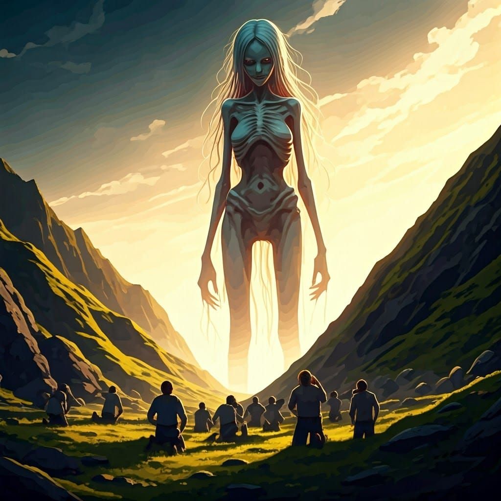 Colossal Gaelic Hag in Studio Trigger Anime Style