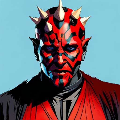 Darth Maul Portrait in Digital Splash Art Style