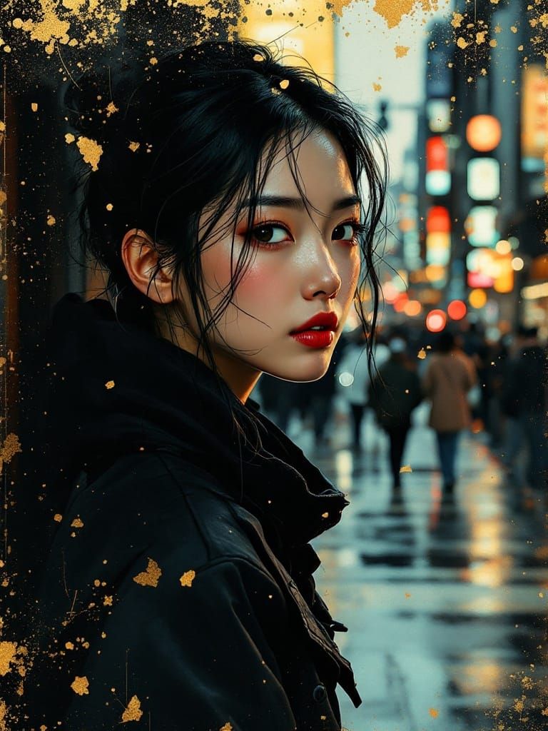 Ethereal Tokyo Encounter in Kintsugi Style