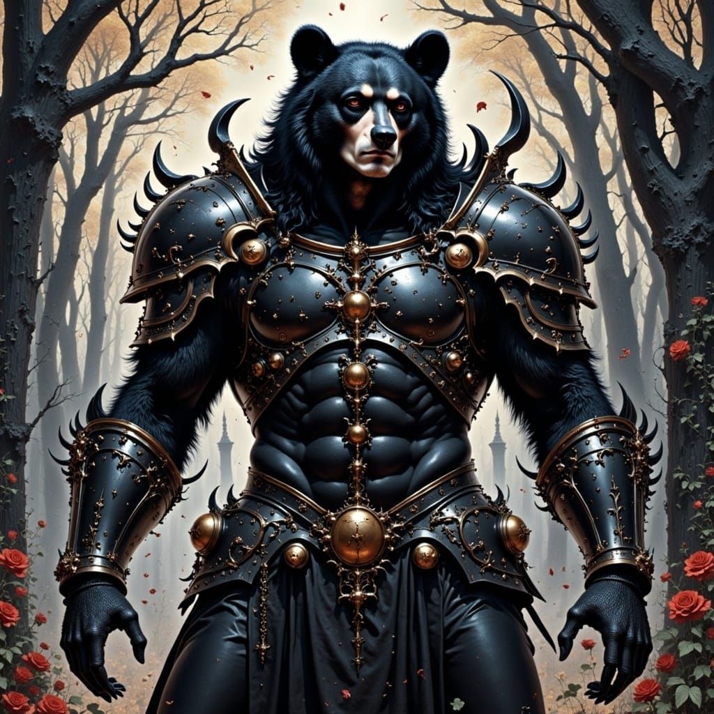 Medieval Black Bear Warrior in Armor