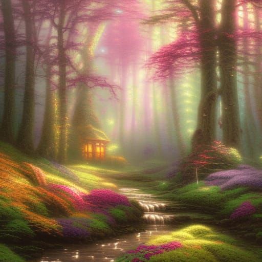 Ethereal Mystic Forest in Luminist Style