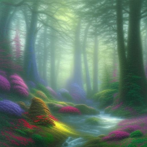 Ethereal Mystic Forest in a Fantasy Landscape
