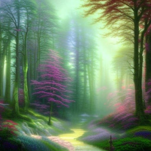 Ethereal Mystic Forest in Luminist Style