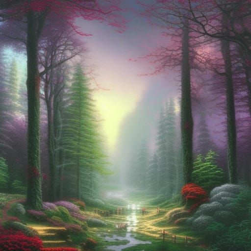 Ethereal Mystic Forest in Luminist Style