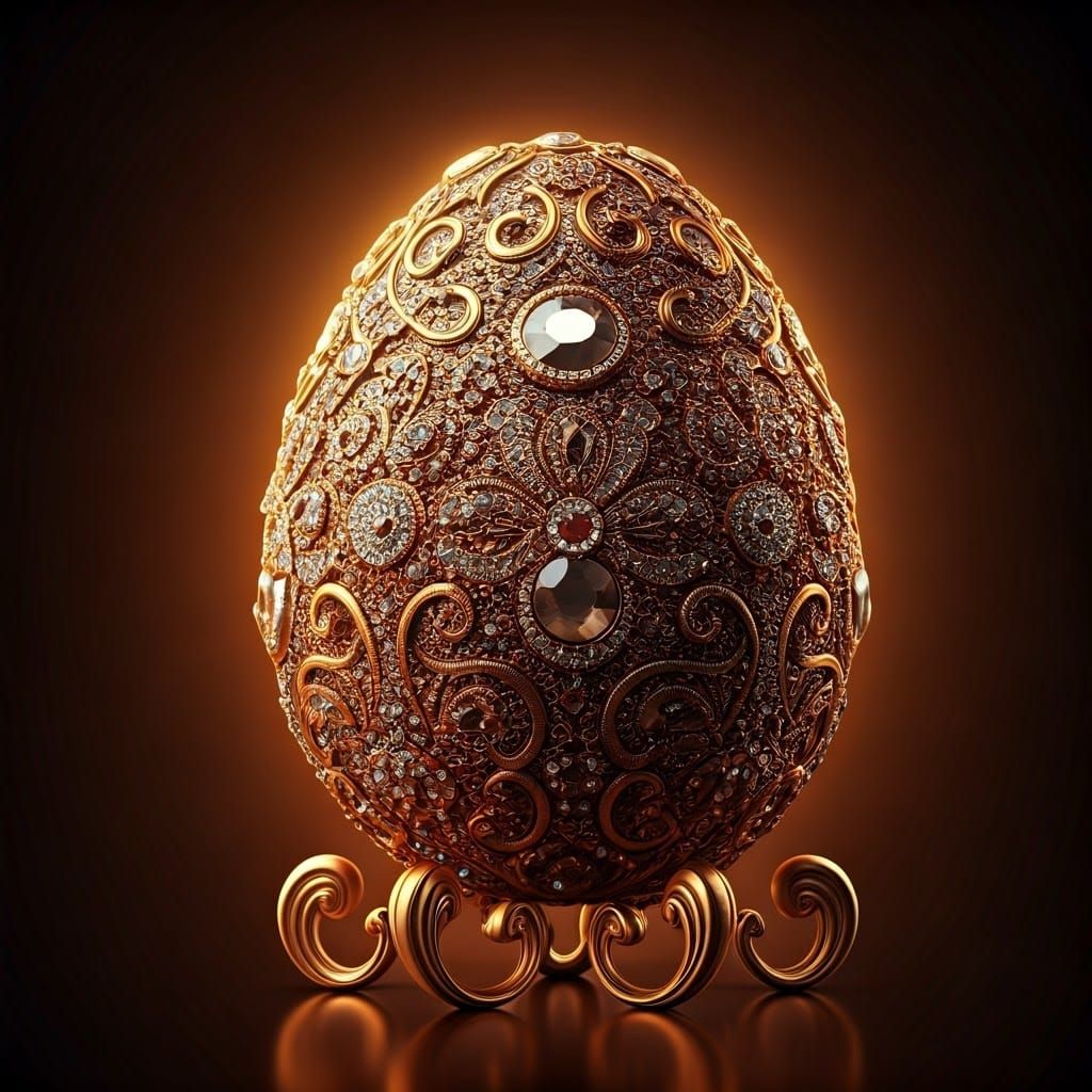 Majestic Bejeweled Egg in Ornate Gold Filigree