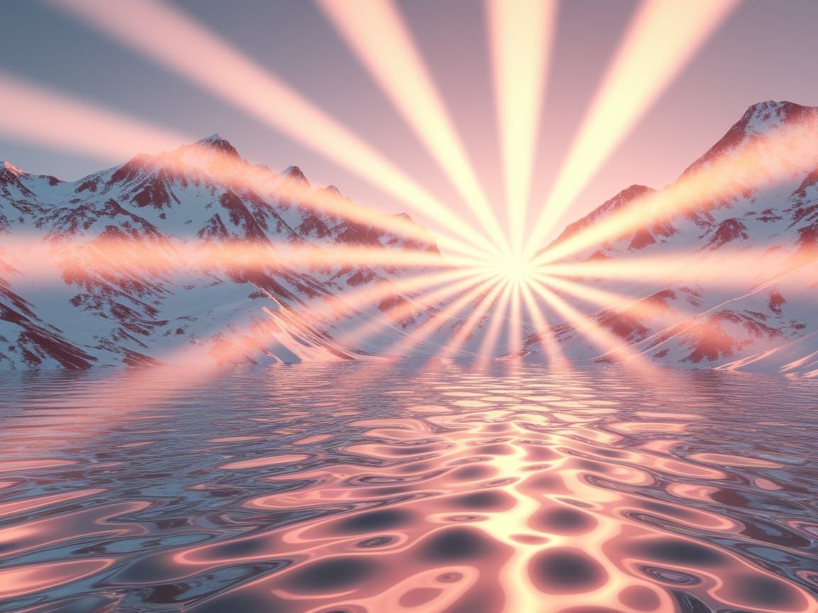 Serene Mountain Landscape at Sunset in Stunning 3D Detail