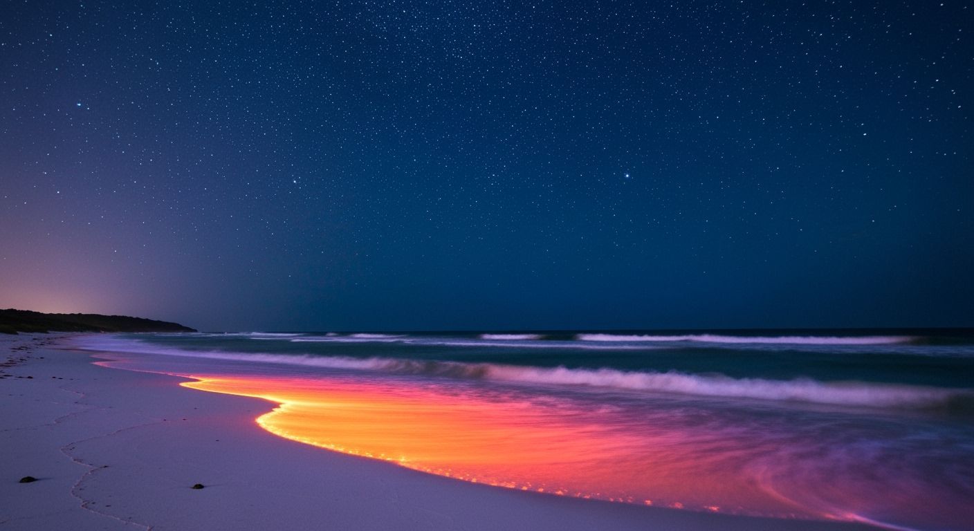Luminescent Waves on a Starry Beach