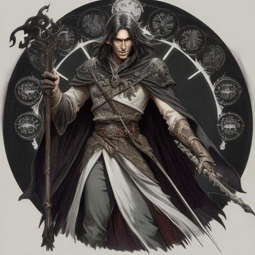 High Elf Sorcerer with Arcane Staff, Fantasy Art