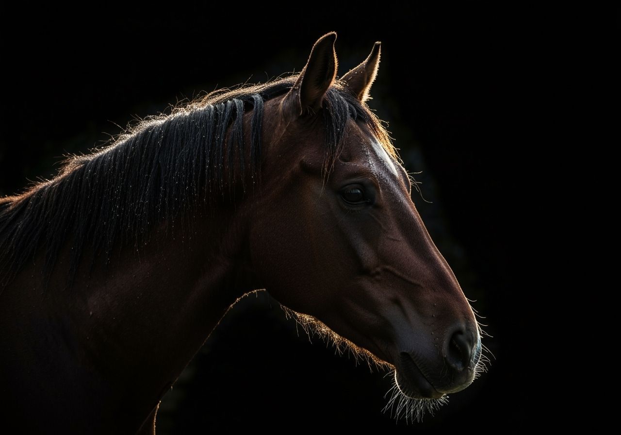 Dramatic Backlit Portrait of a Horse