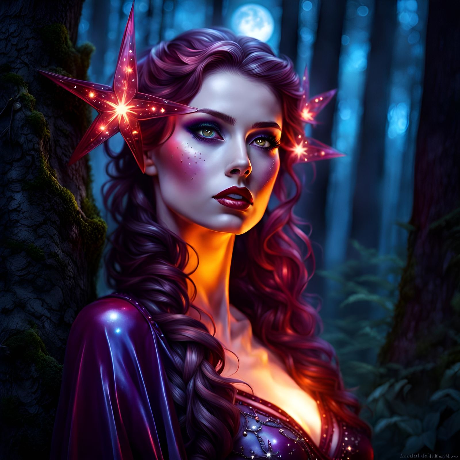 Magical Enchantress in Glowing Forest as Splash Art