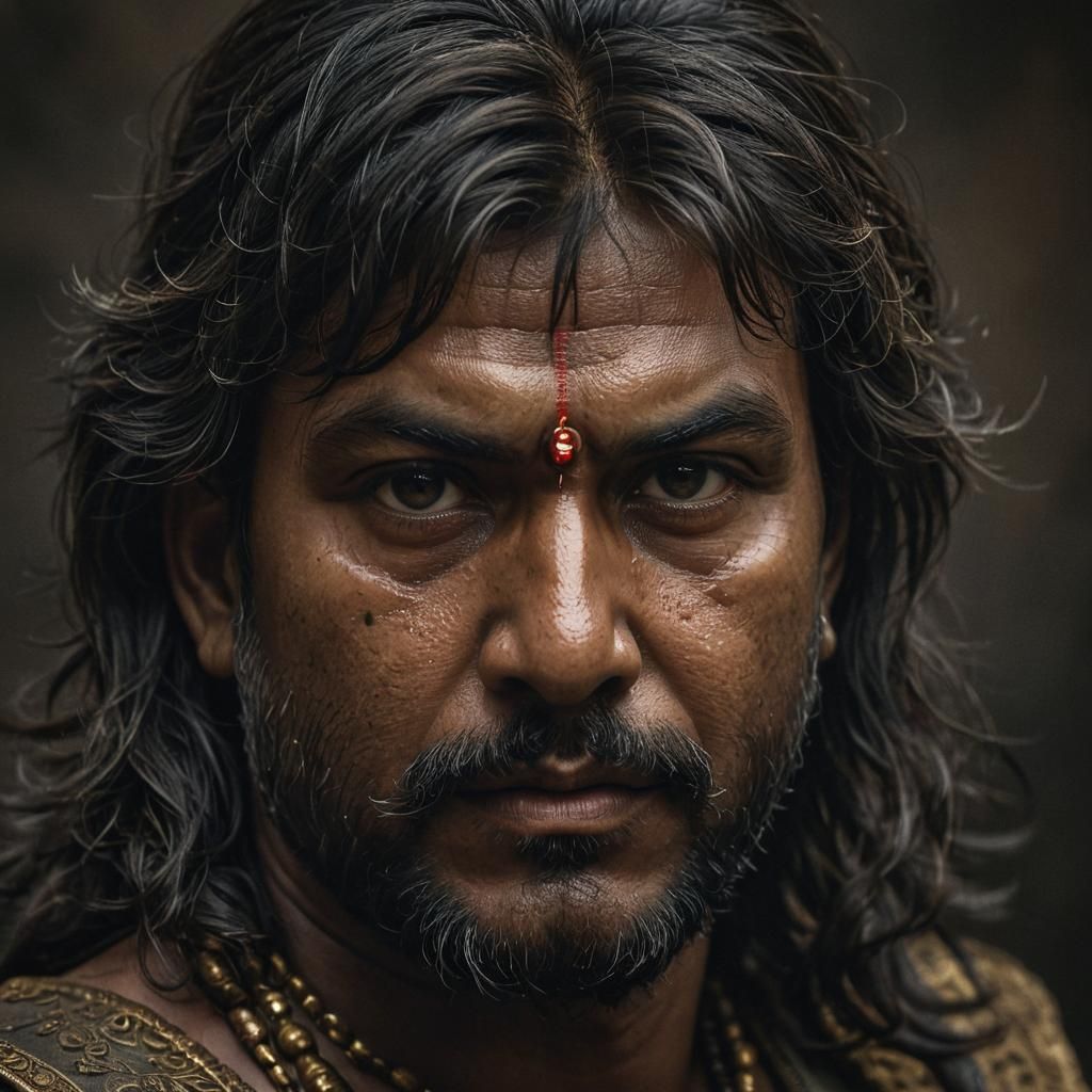 Close-up portrait of an army commander from the Mauryan empi...