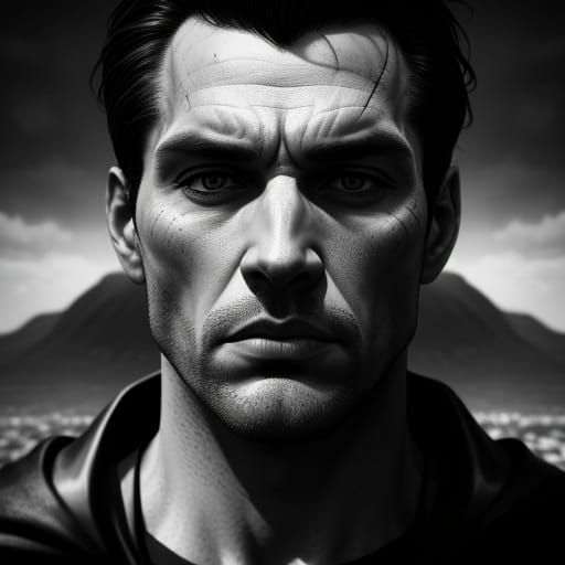 Superman Falling: Dramatic Chalk Portrait in Chiaroscuro